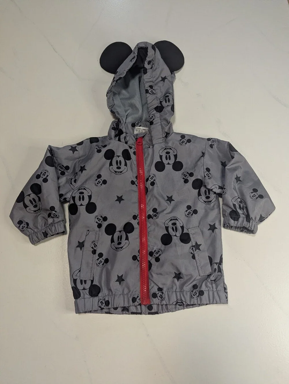 Disney Junior Mickey Mouse Jacket Windbreaker With Mickey Ears Size 12 Months